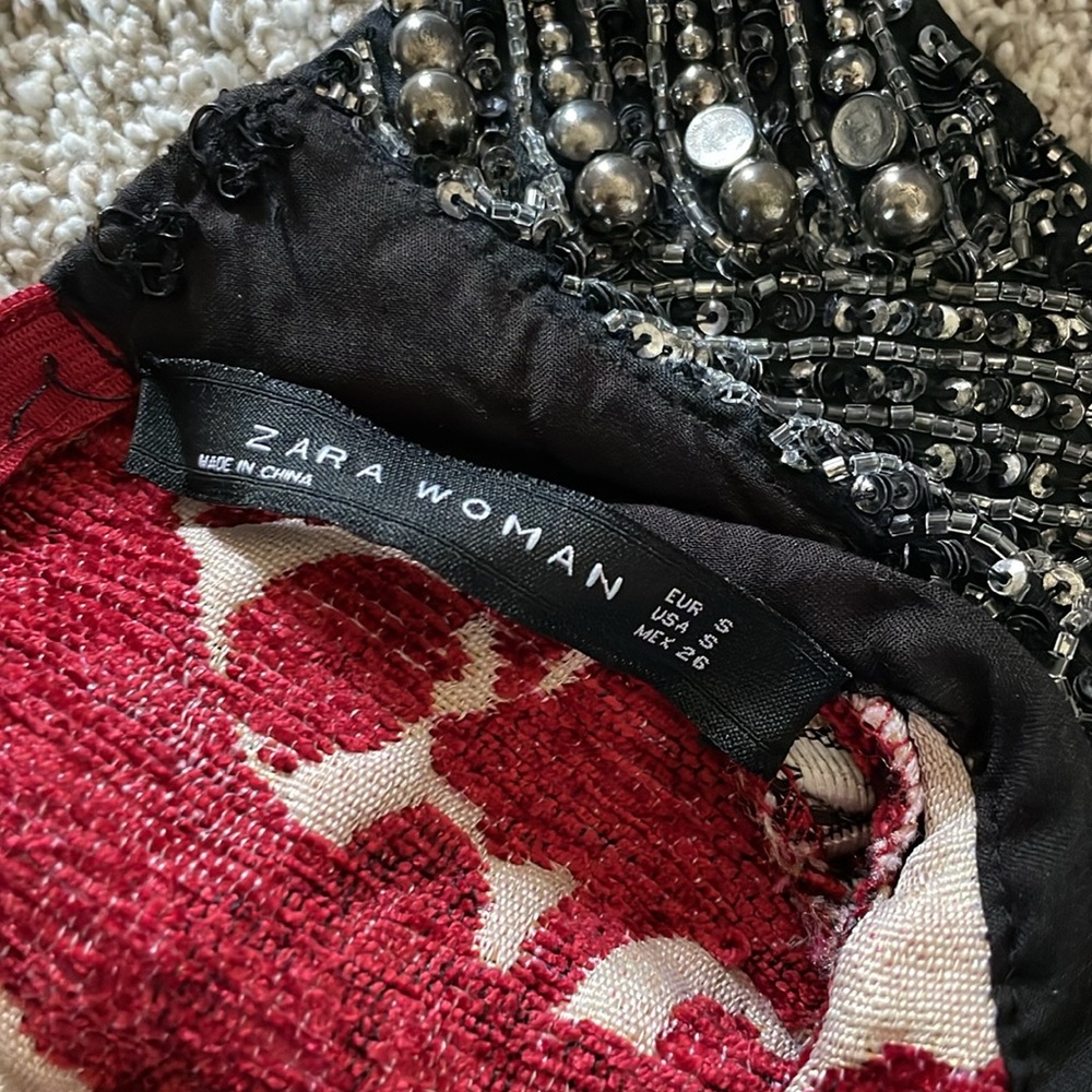 Zara Red Floral Mini Dress - Picture 15 of 15